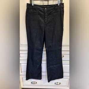Ann Taylor Curvy black denim type pants flared leg Size 8